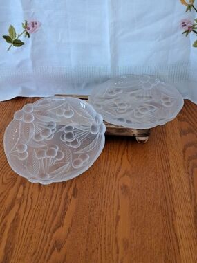 Vintage 90's Mikasa Frosted Glass Cherry Motif Dessert Plates